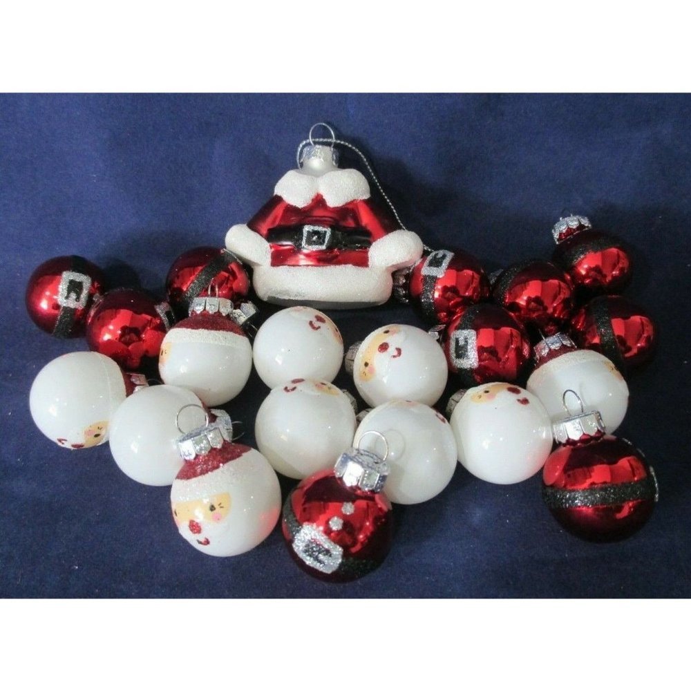 Rauch Santa Themed Miniature Round Ball Ornaments w/Santa Coat 21 Total EUC